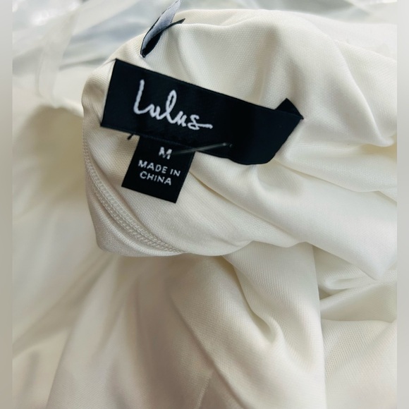 Flawless Entrance White Pearl Organza Bow Strapless Mini Dress Lulus Size Medium - Picture 5 of 9